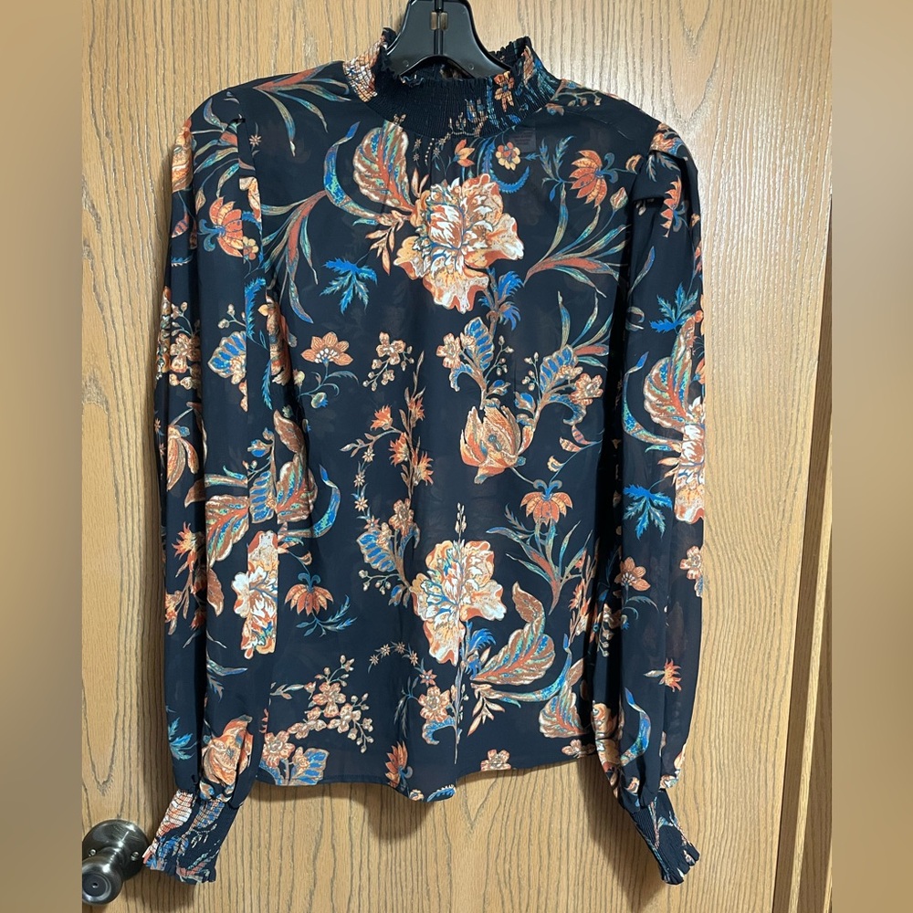 EUC Flying Tomato Blouse with Orange and Blue Floral Print